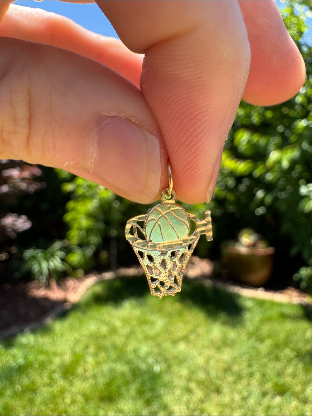 14 K Gold Basketball Hoop Pendant Charm